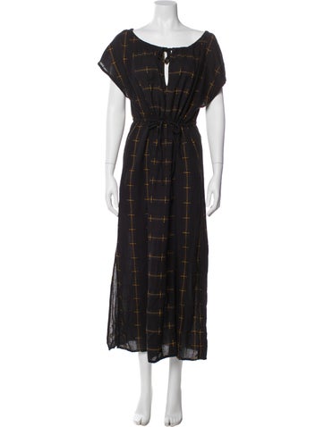 Pre-owned Ace & Jig Plaid Print Long Dress In Gray