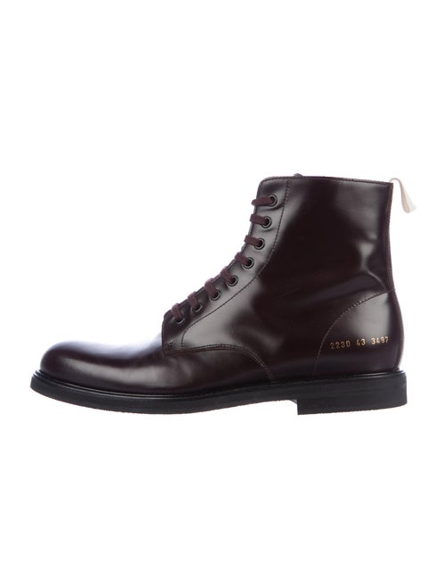 Common Projects Leather Combat Boots Purple