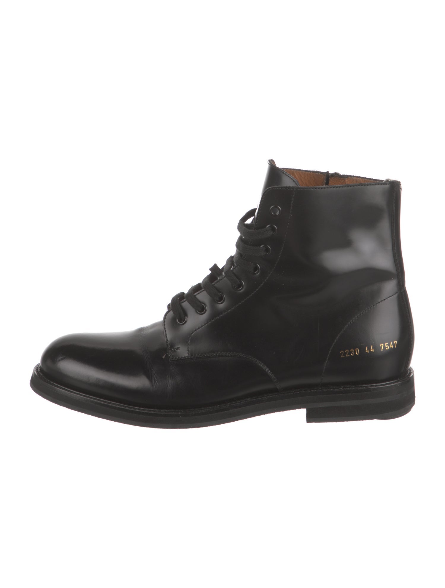 Common Projects Leather Combat Boots Black Boots, Shoes W1C31438
