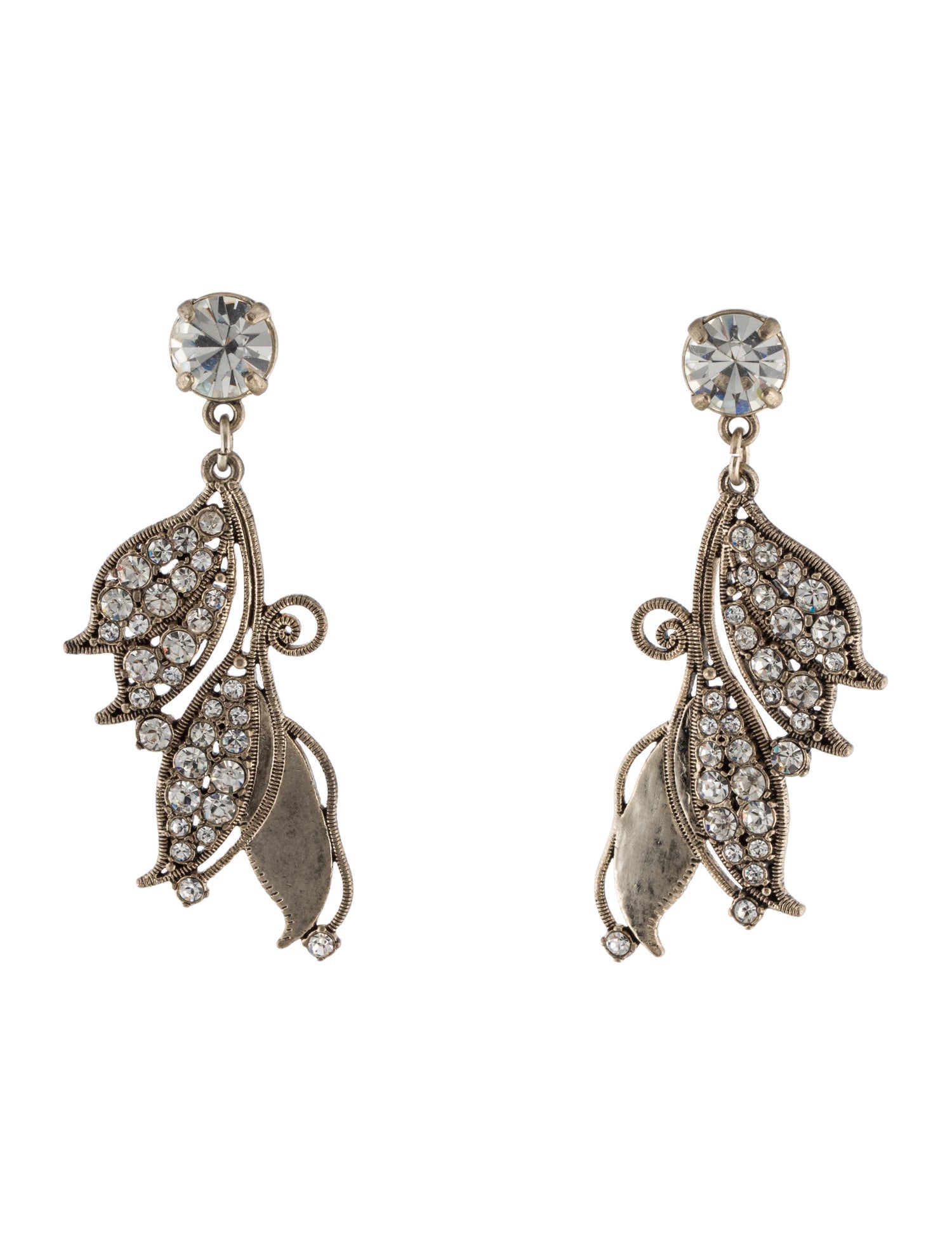 Lulu Frost Crystal Leaf Drop Earrings