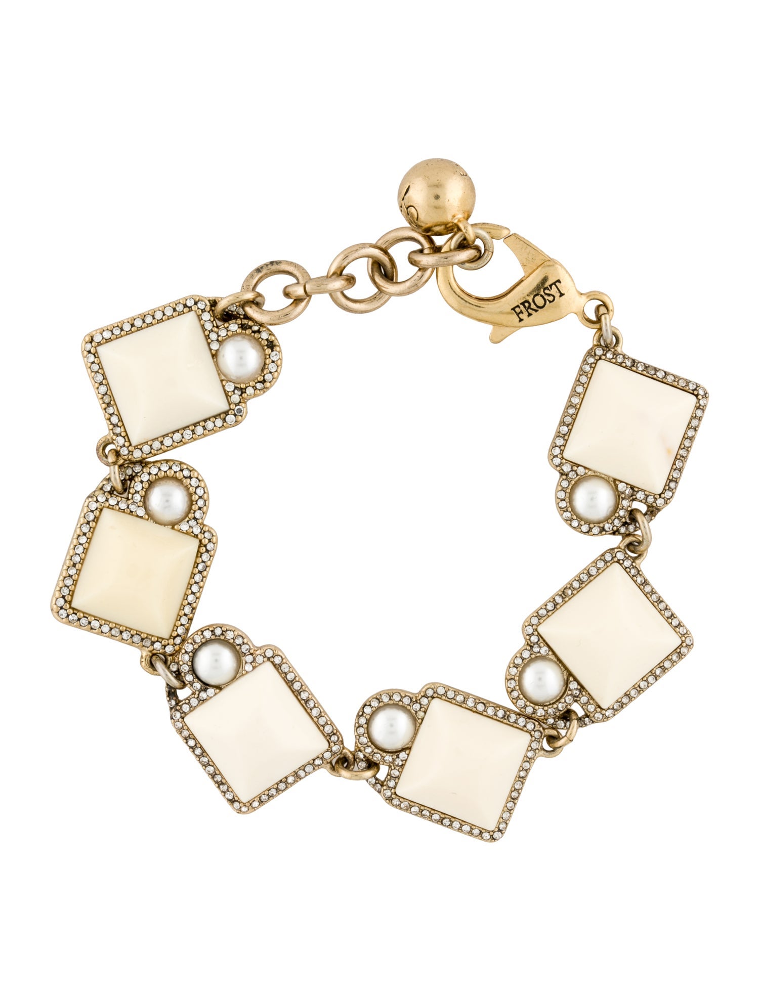 Lulu Frost Crystal, Faux Pearl & Resin Link Bracelet