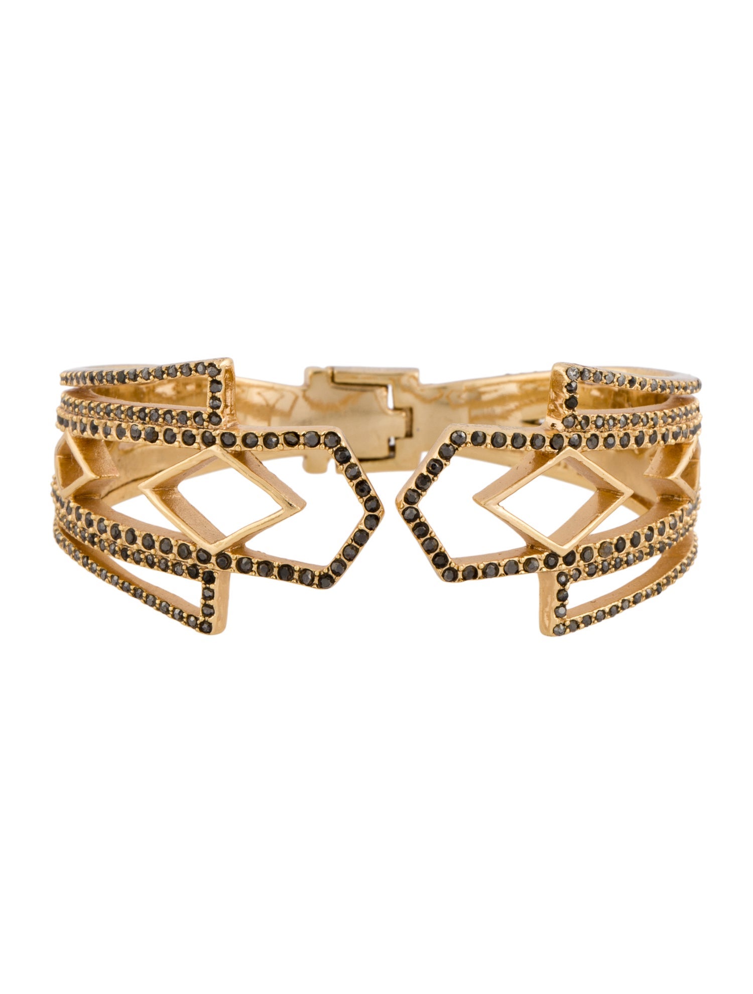 Lulu Frost Crystal Art Deco Open Cuff Bracelet