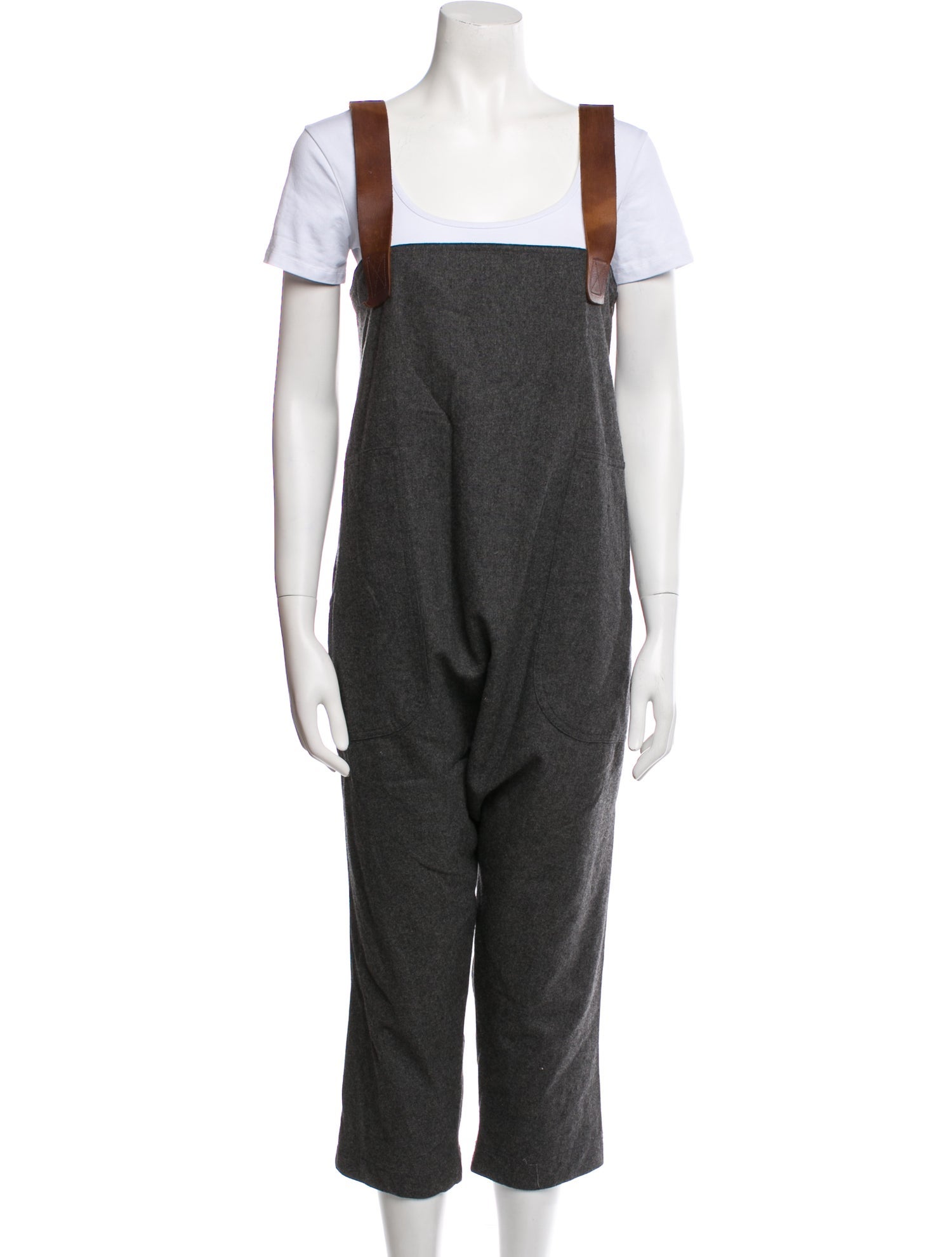 Hazel Brown Wool Square Neckline Jumpsuit