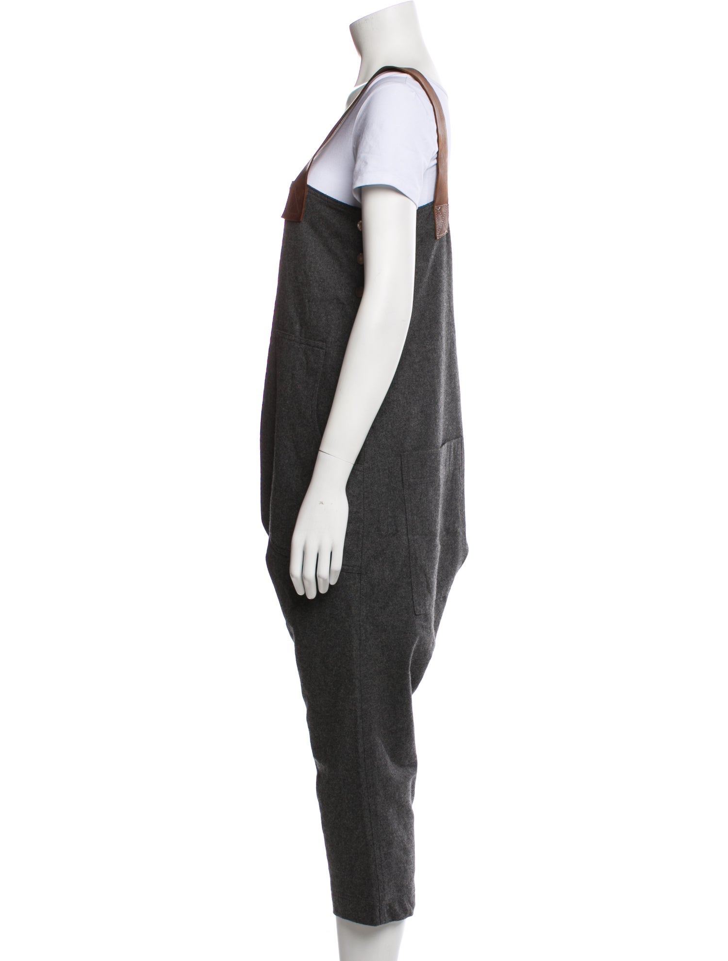 Hazel Brown Wool Square Neckline Jumpsuit