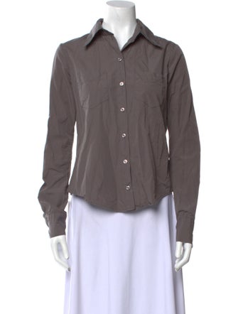 Hazel Brown Long Sleeve Button-Up Top