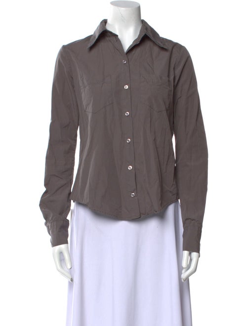 Hazel Brown Long Sleeve Button-Up Top