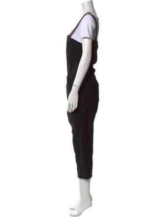 Hazel Brown Linen Square Neckline Jumpsuit