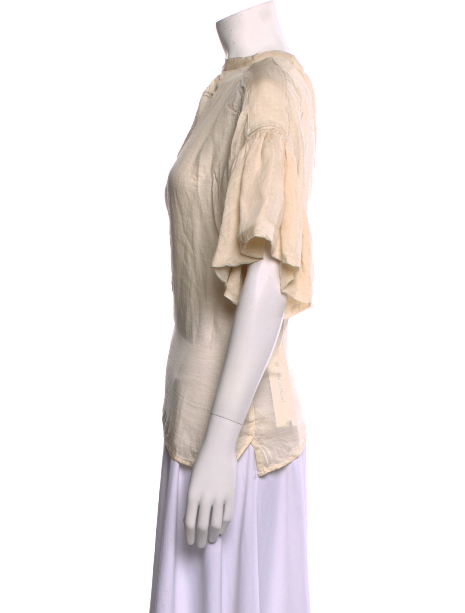 Hazel Brown Silk Mock Neck Blouse