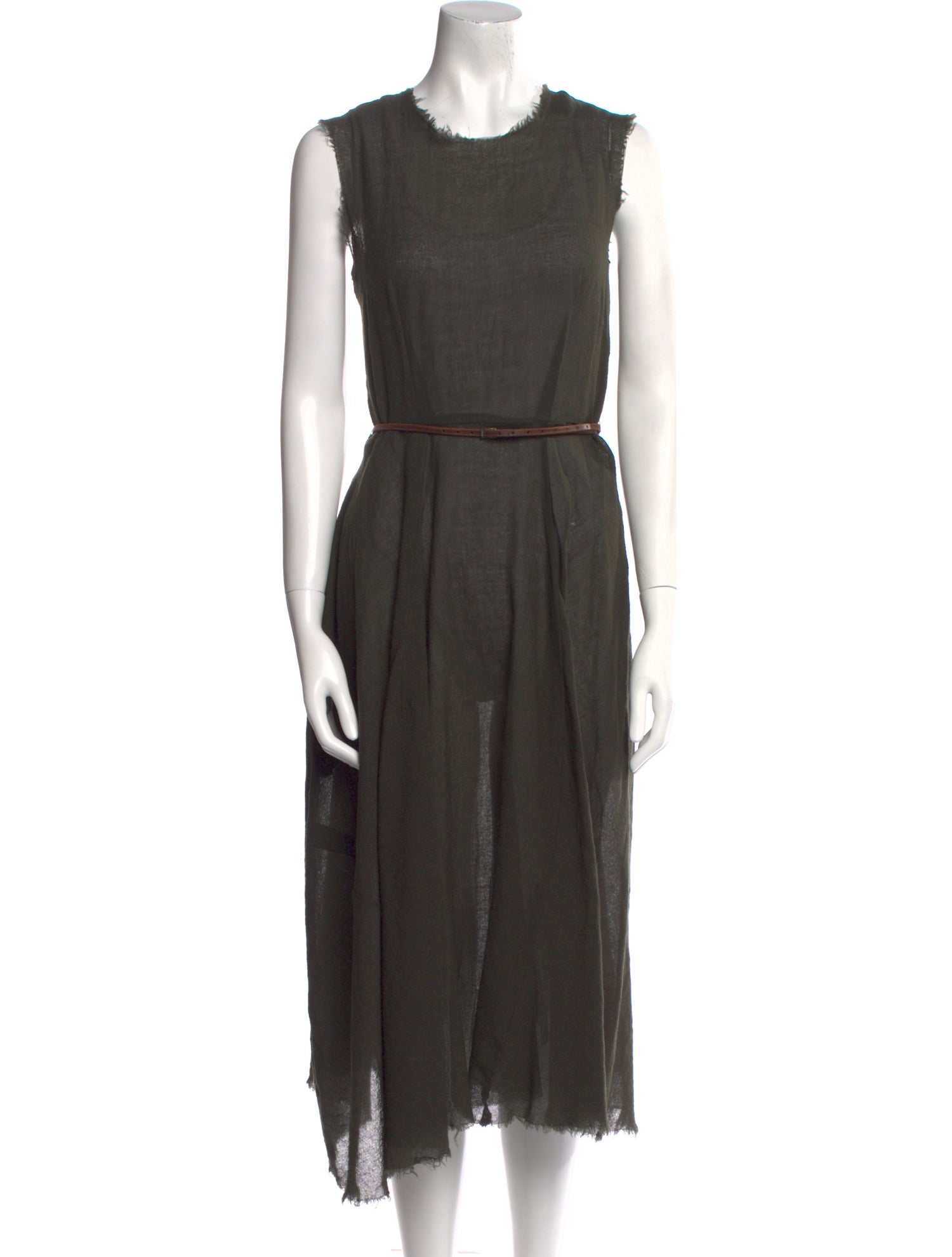 Hazel Brown Crew Neck Knee-Length Dress