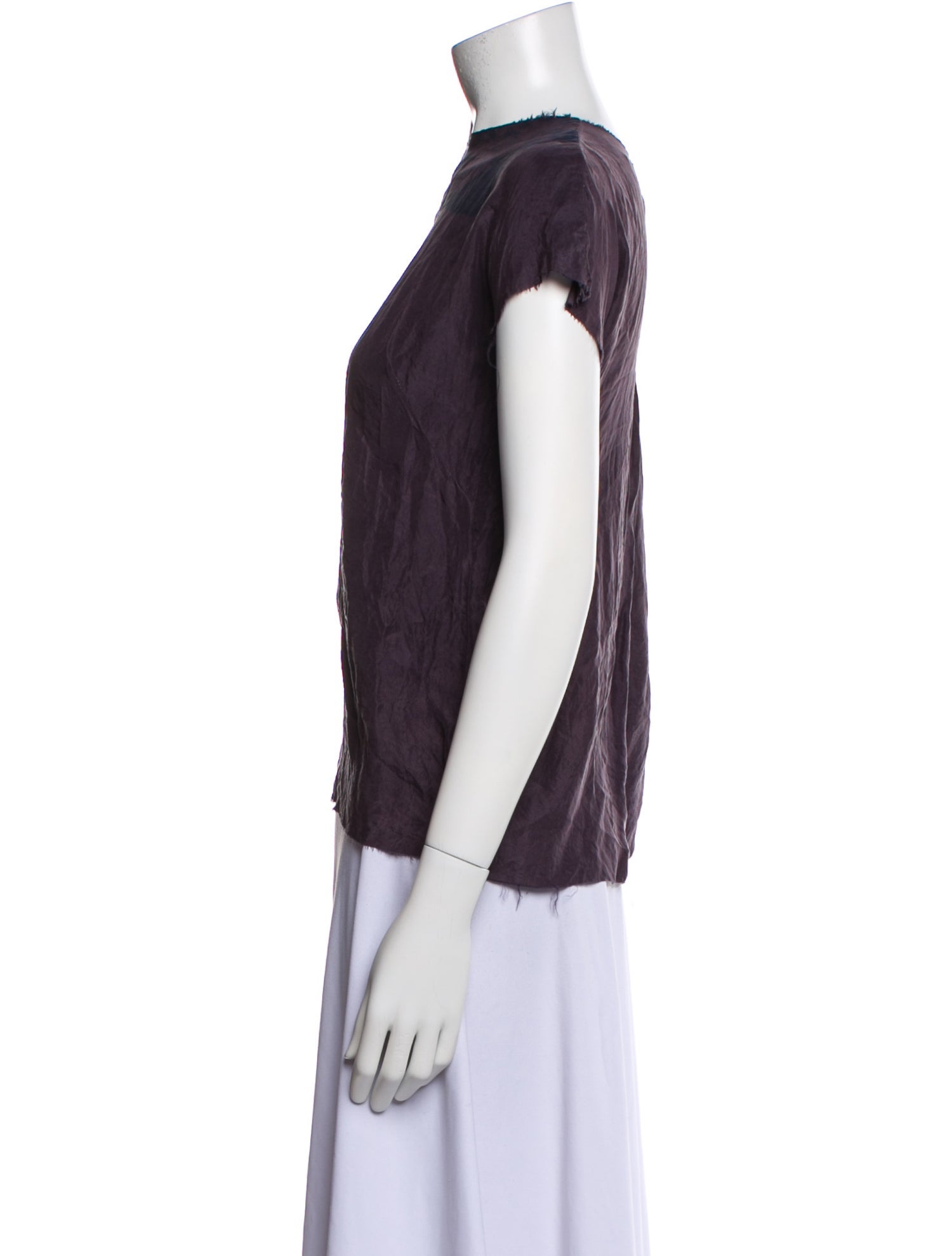 Hazel Brown Silk Bateau Neckline Blouse