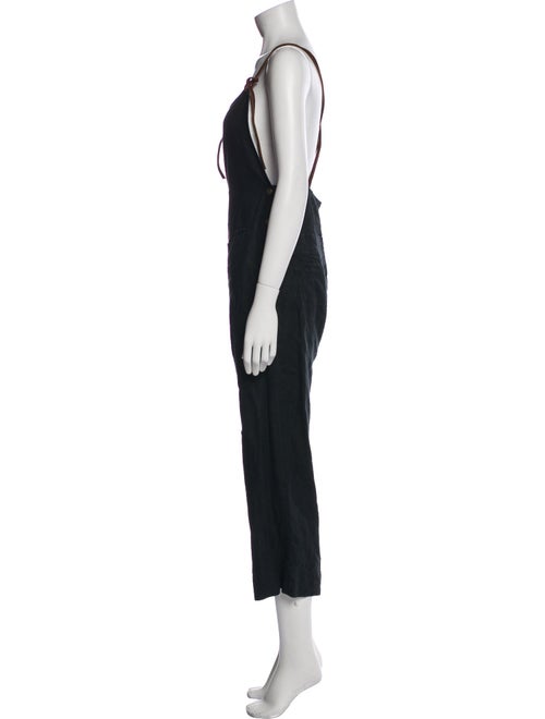 Hazel Brown Linen Square Neckline Jumpsuit