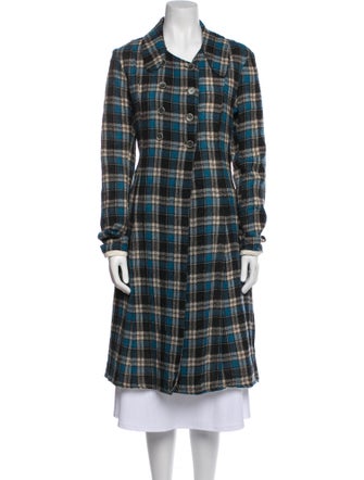 Hazel Brown Wool Plaid Print Coat