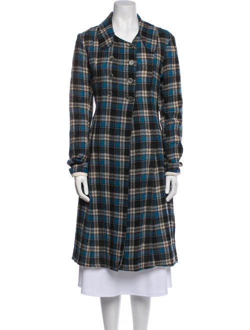 Hazel Brown Wool Plaid Print Coat