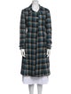 Hazel Brown Wool Plaid Print Coat