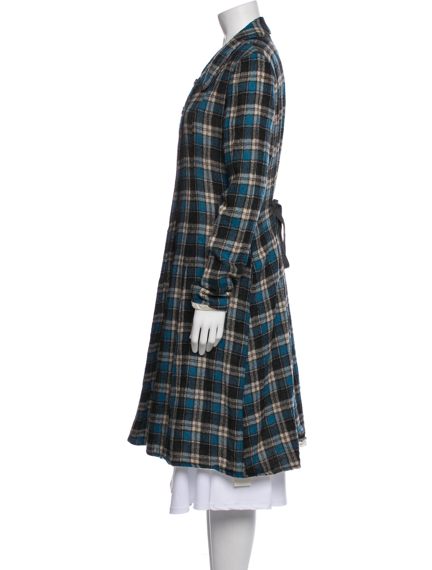 Hazel Brown Wool Plaid Print Coat