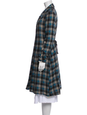 Hazel Brown Wool Plaid Print Coat