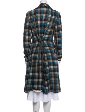 Hazel Brown Wool Plaid Print Coat