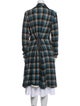 Hazel Brown Wool Plaid Print Coat