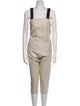 Hazel Brown Linen Square Neckline Jumpsuit