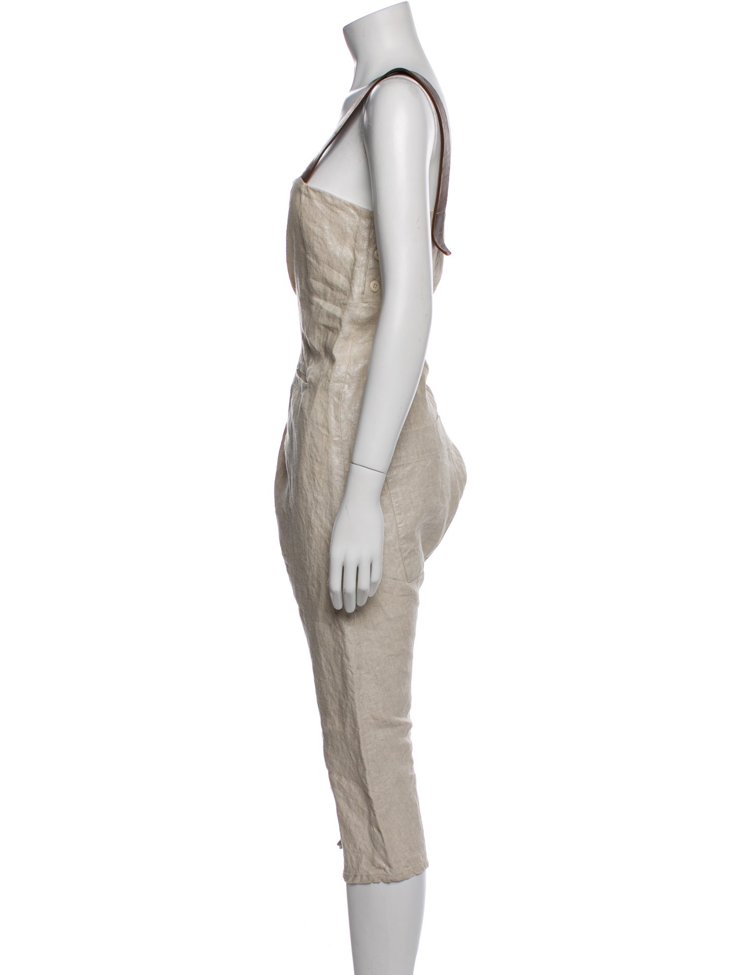 Hazel Brown Linen Square Neckline Jumpsuit