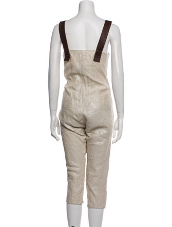 Hazel Brown Linen Square Neckline Jumpsuit