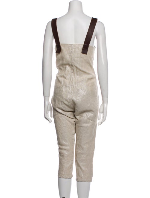 Hazel Brown Linen Square Neckline Jumpsuit