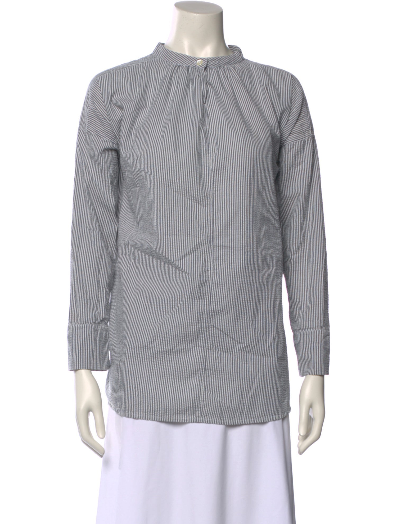 Hazel Brown Striped Mock Neck Blouse