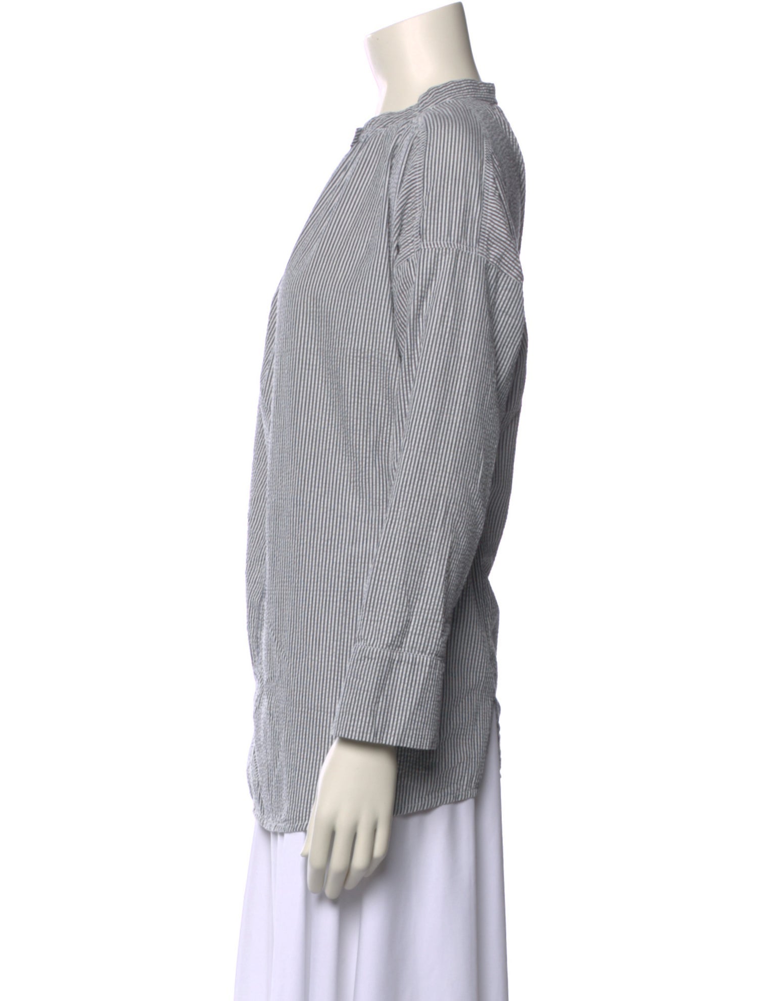 Hazel Brown Striped Mock Neck Blouse