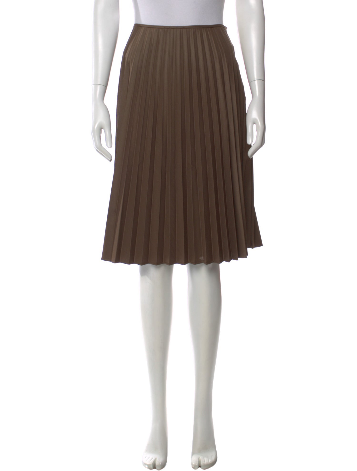Hazel Brown Pleated Accents Knee-Length Skirt