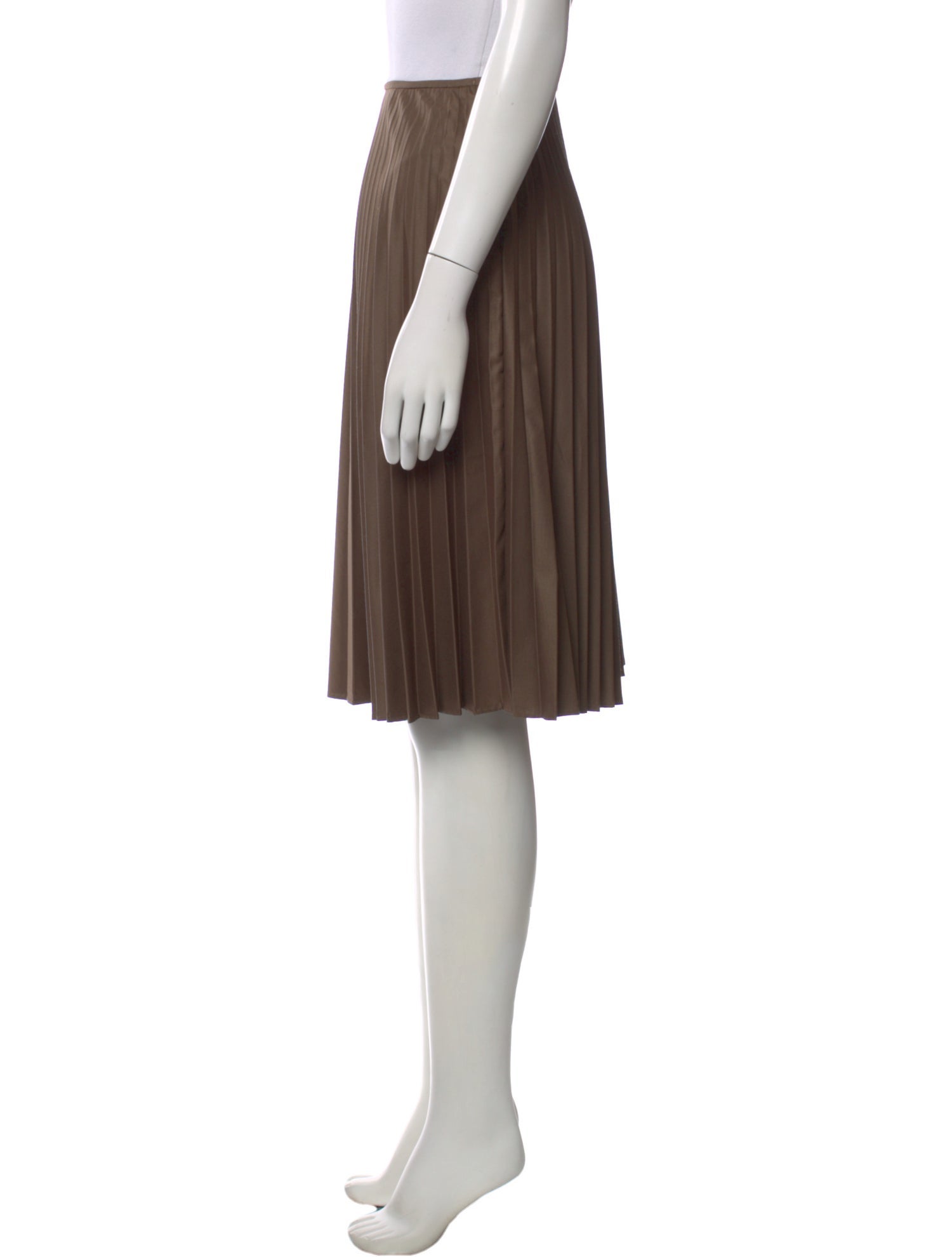 Hazel Brown Pleated Accents Knee-Length Skirt