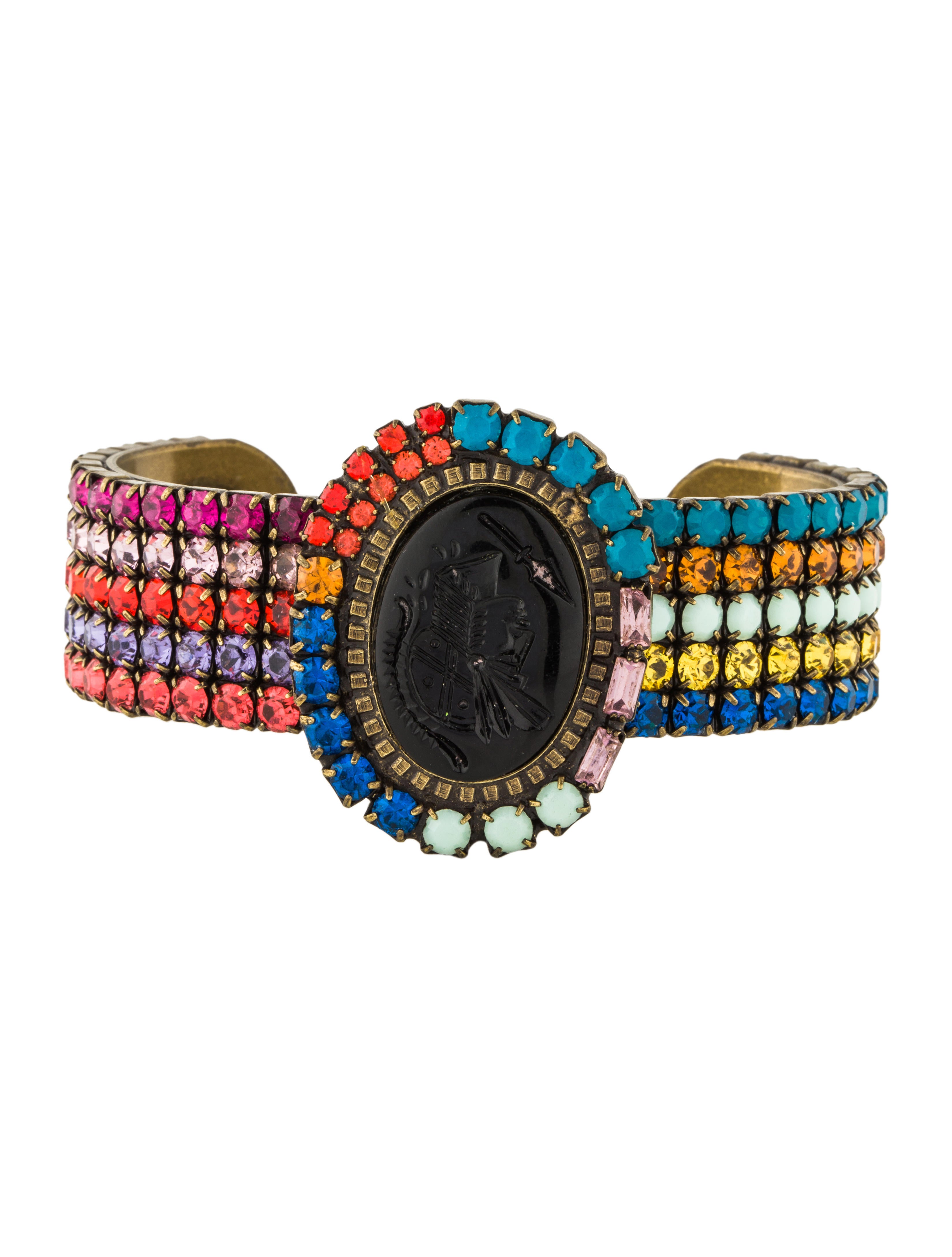 intaglio multicolor crystal cuff