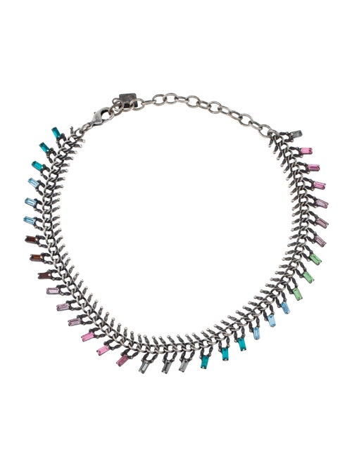 Dannijo Crystal Collar Necklace Silver