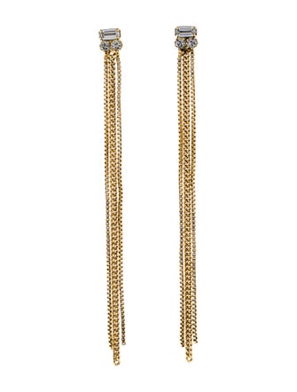 Dannijo Crystal Chain Tassel Drop Earrings