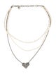 Dannijo Freshwater Pearl & Crystal Multi Strand Hickory Heart Pendant Necklace