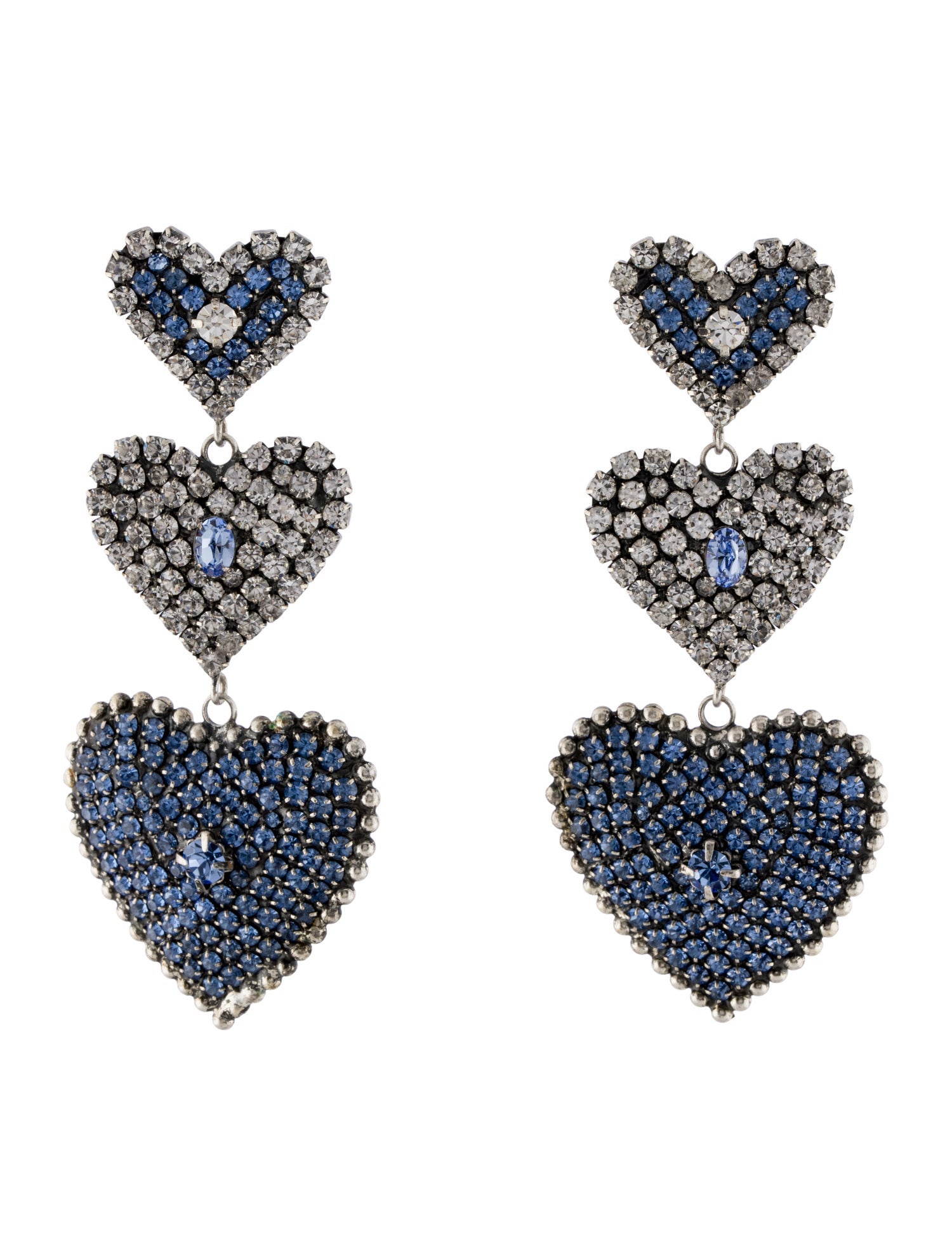 Dannijo Crystal Pavos Blue Heart Drop Earrings