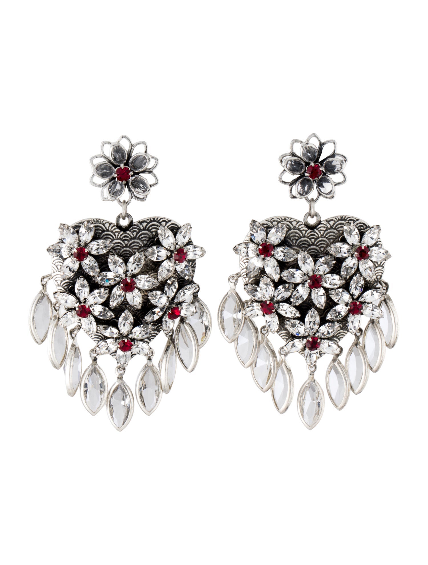 Dannijo Crystal Heart Drop Earrings