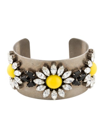 Dannijo Crystal & Resin Flower Cuff Bracelet
