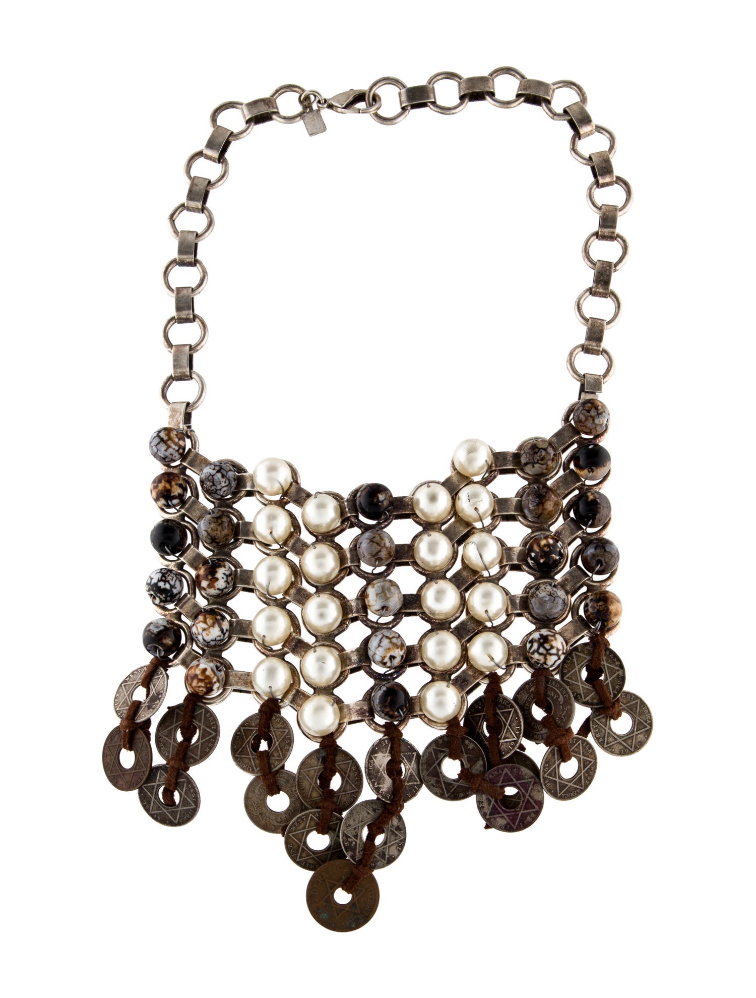 Dannijo Faux Pearl & Leather Collar Necklace
