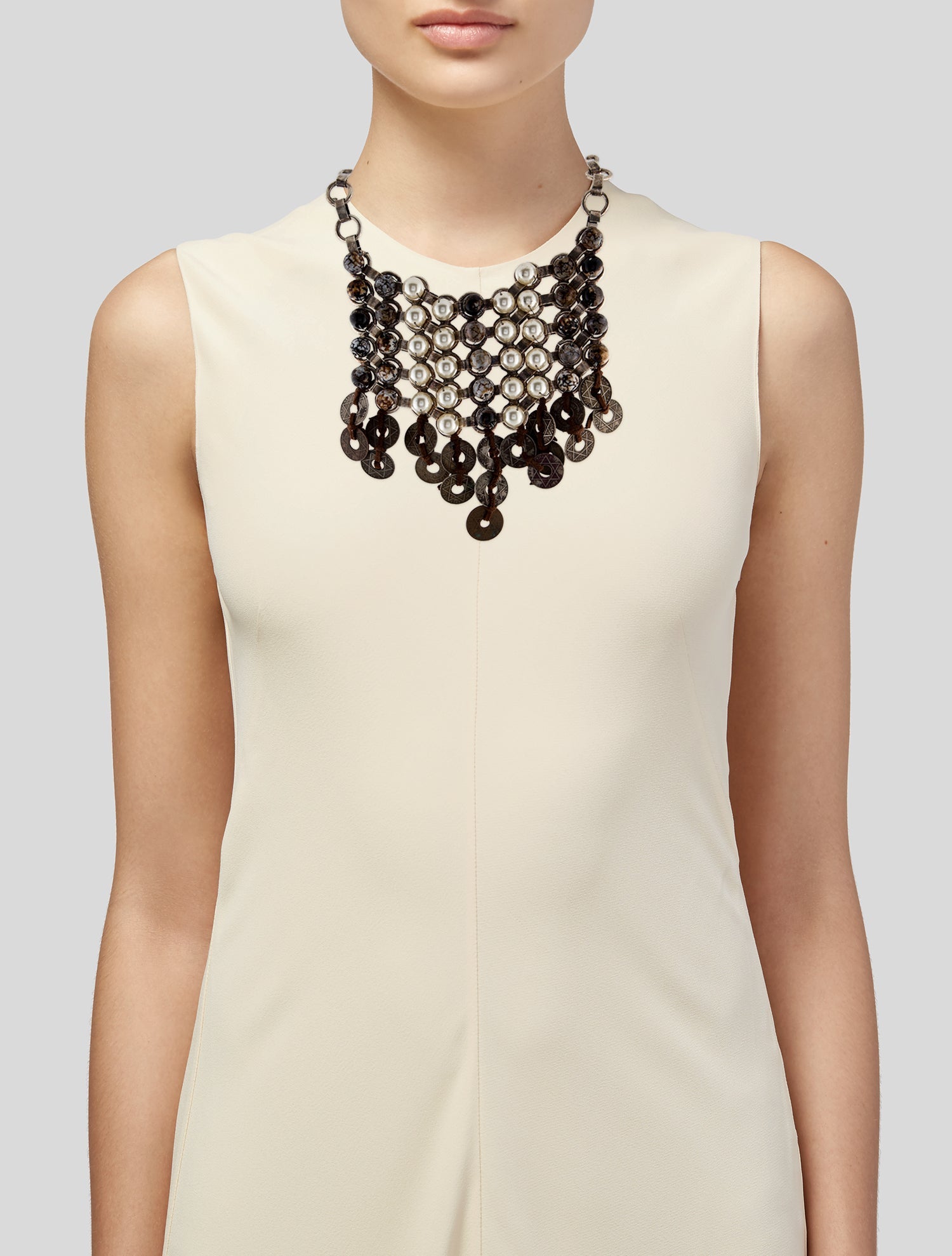 Dannijo Faux Pearl & Leather Collar Necklace