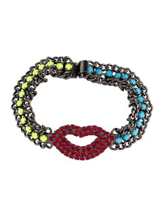 Dannijo Crystal Lips Link Bracelet