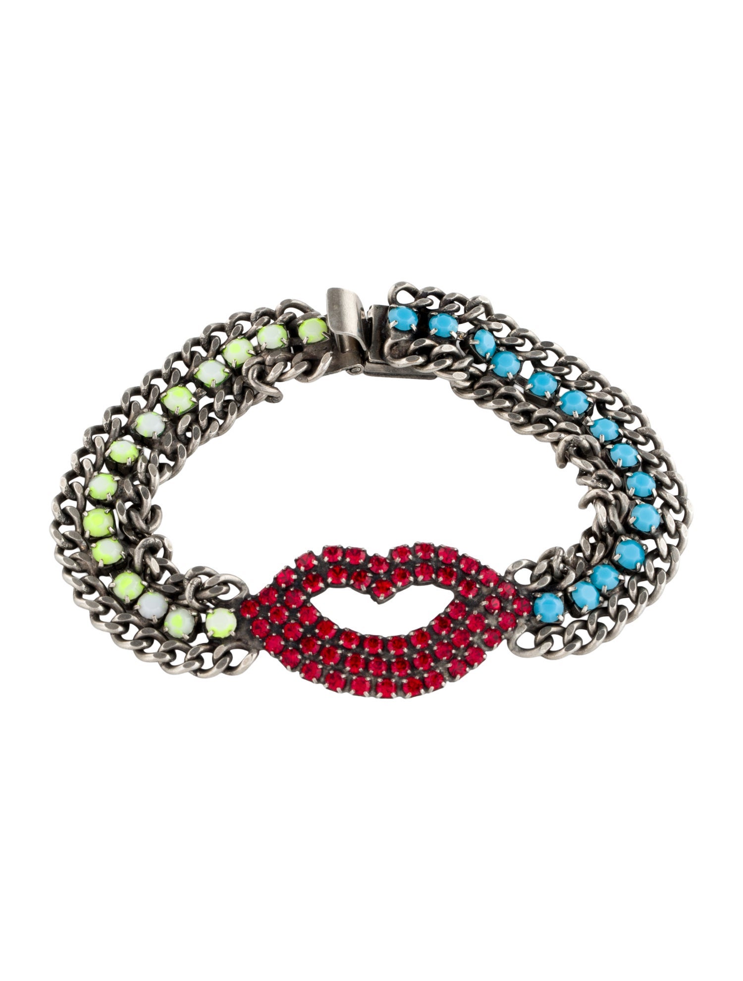 Dannijo Crystal Lips Link Bracelet