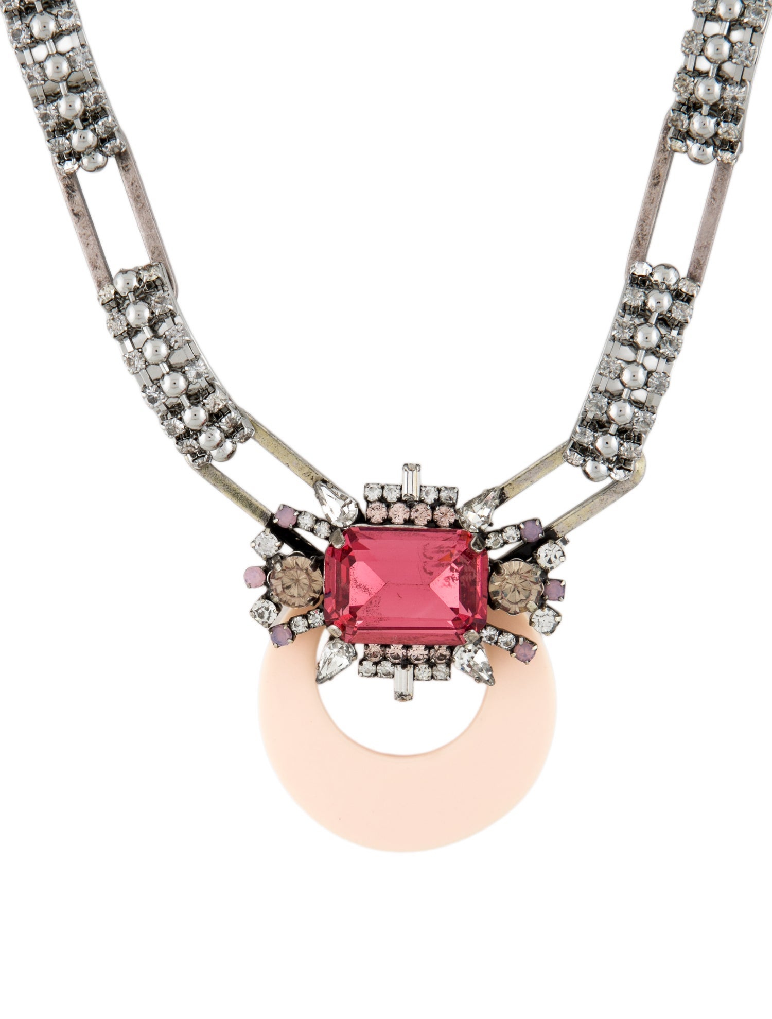 Dannijo Resin & Crystal Chain Pendant Necklace