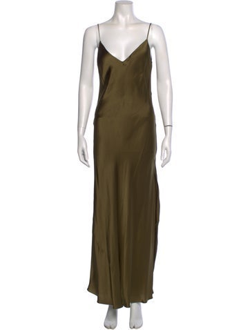 Pre-owned Dannijo Silk Long Dress In Green