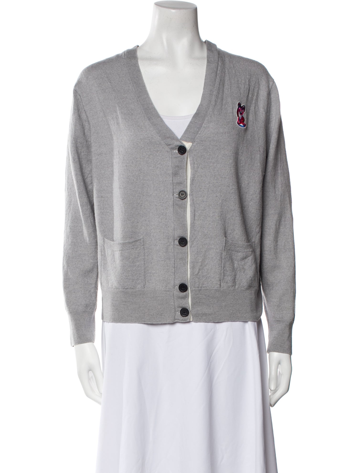 Maison Kitsuné Virgin Wool Plunge Neckline Sweater