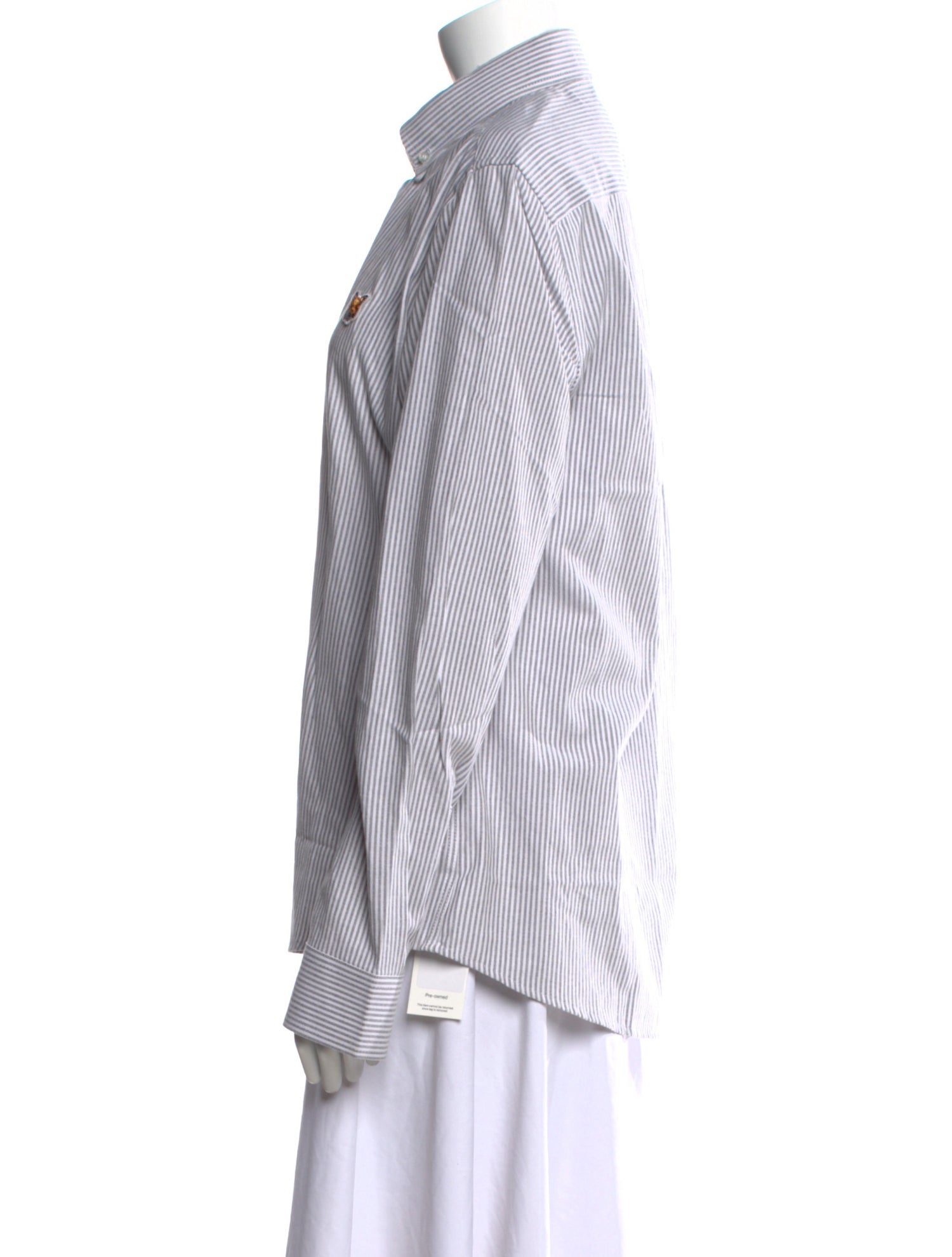 Maison Kitsuné Striped Long Sleeve Button-Up Top