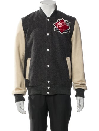 Maison Kitsuné Wool Colorblock Pattern Varsity Jacket
