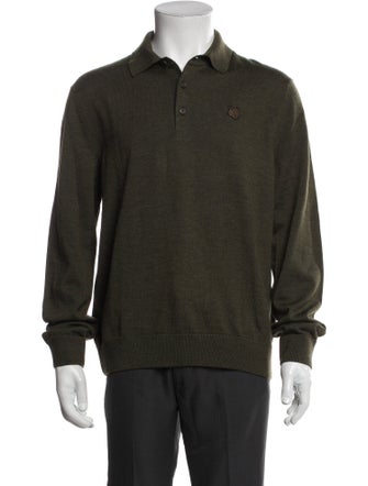Maison Kitsuné Wool Mock Neck Polo Sweater