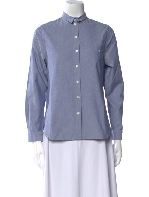 Maison Kitsuné Mock Neck Long Sleeve Button-Up Top