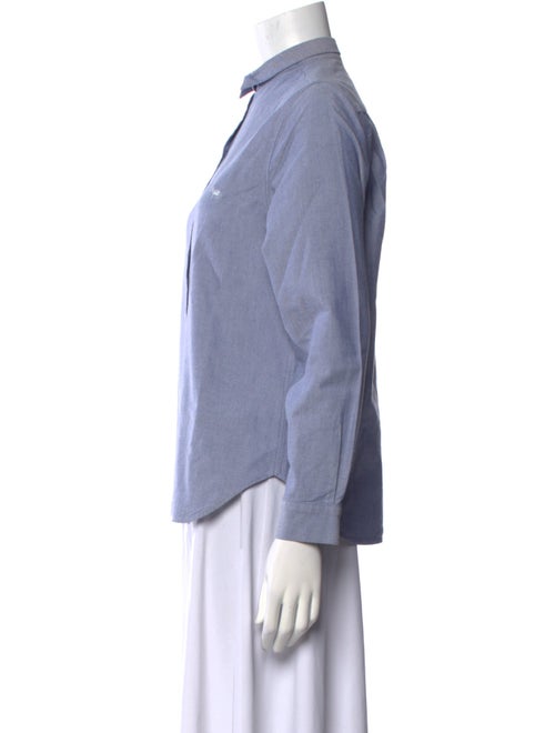 Maison Kitsuné Mock Neck Long Sleeve Button-Up Top