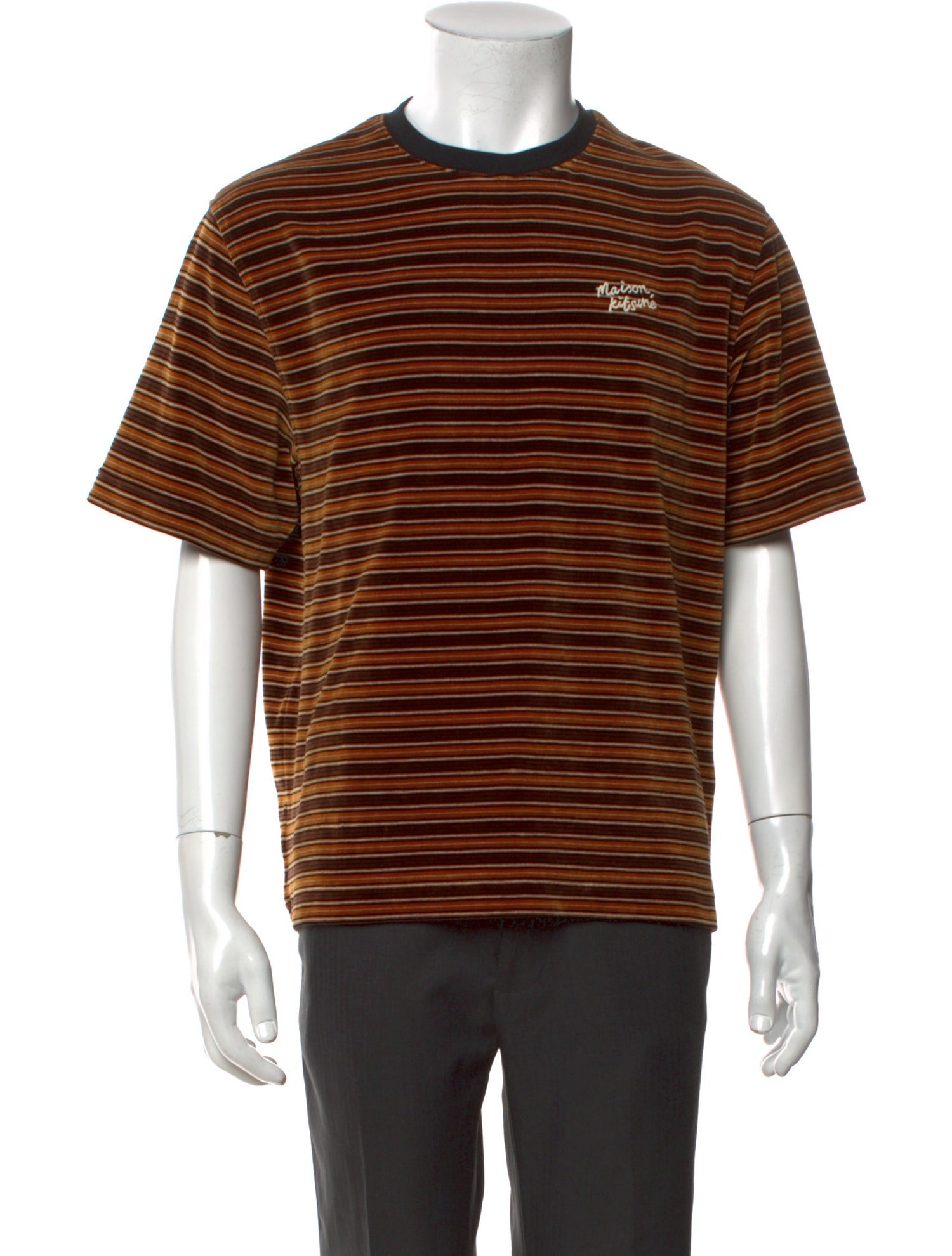 Maison Kitsuné Striped Crew Neck T-Shirt